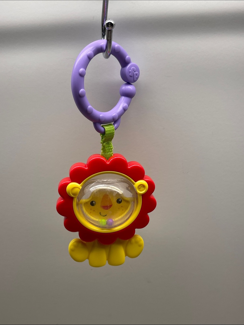 Fisher-Price Purple Clip Red & Yellow Lion Teether Rattle